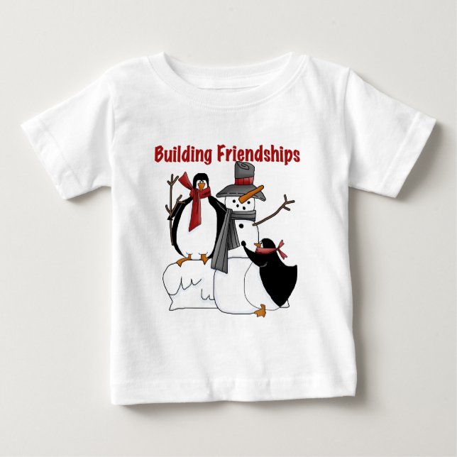 Pingüinos construyendo camisetas y regalos de amis (Anverso)
