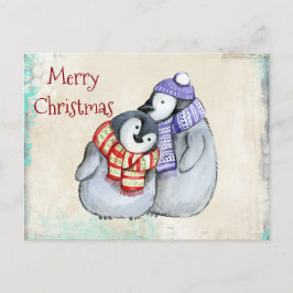 Pingüinos cortos en escarbas de invierno y Navidad