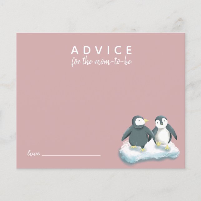 Pingüinos Cute Consejos Rosa para la tarjeta de ma (Anverso)