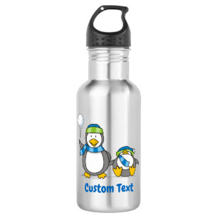 Pingüinos de nieve botella de agua de acero inoxid
