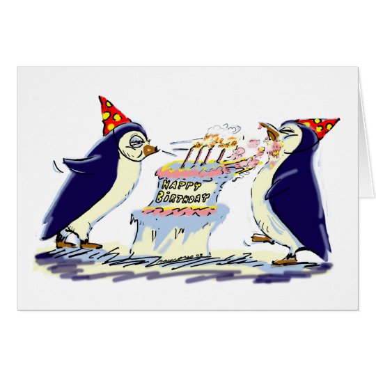 Pingüinos del cumpleaños tarjeta