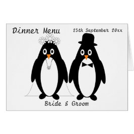 Pingüinos Diseño Boda Menú de cena