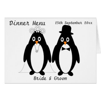 Pingüinos Diseño Boda Menú de cena