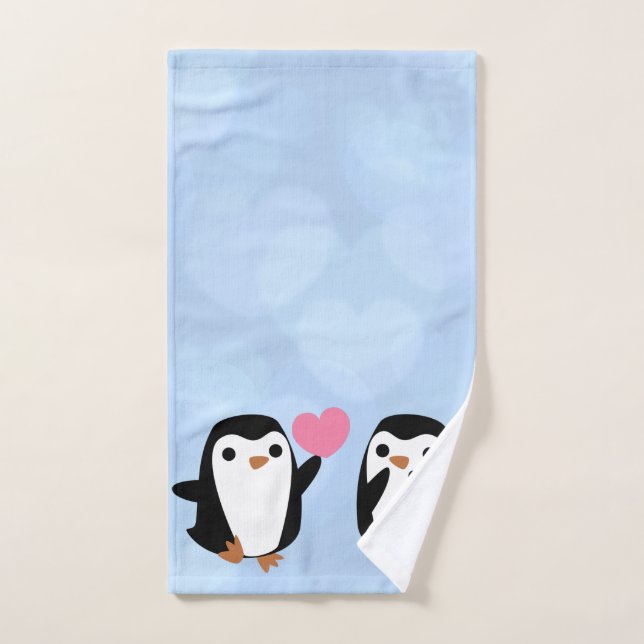 Pingüinos en amor (Toalla de mano)