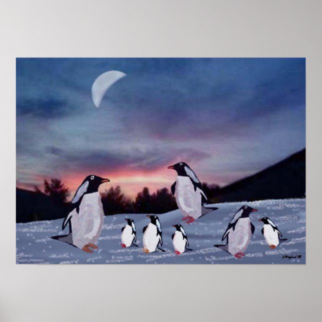 Pingüinos en la impresión de hielo (Frente)