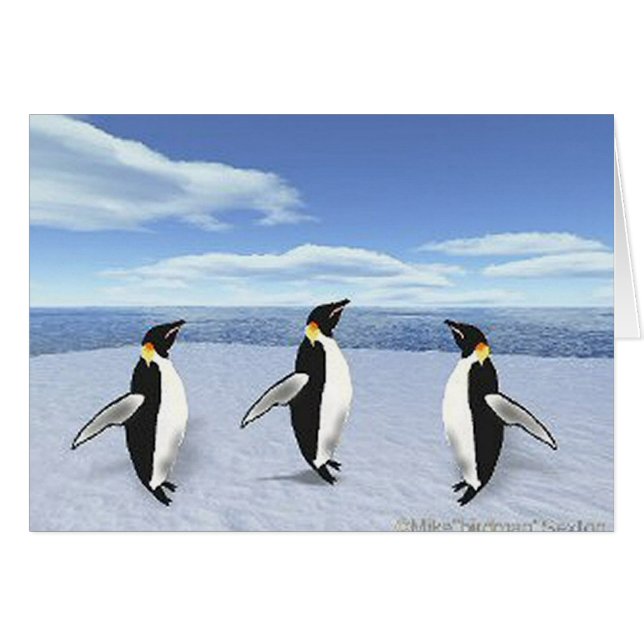 Pingüinos en tarjetas de hielo (Anverso (Horizontal))