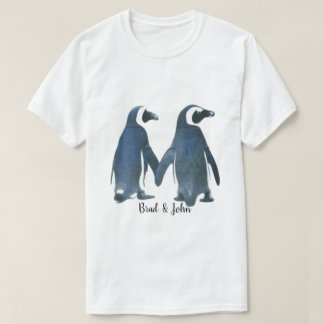 Pingüinos gay LGBTQ personalizable en camiseta de 