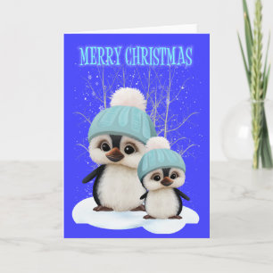 Pingüinos lindos del navidad de Little Boy