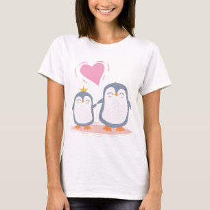 pingüinos lindos en la camiseta de amor