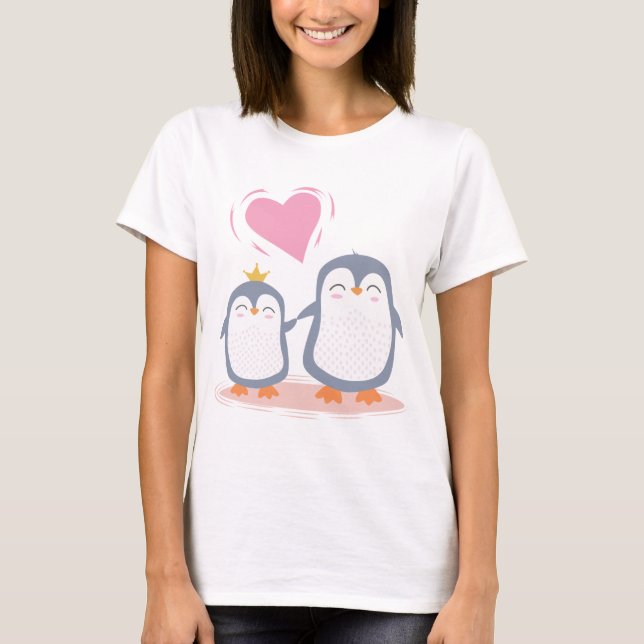 pingüinos lindos en la camiseta de amor (Anverso)