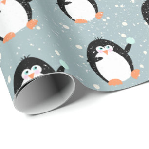 Pingüinos navidades Con Papel De Envoltura De Bola