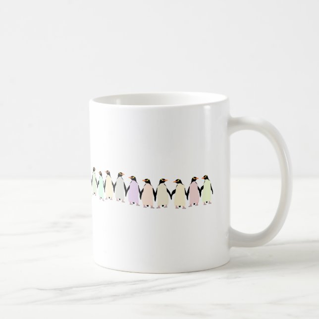 pingüinos pastel con taza de mano (Derecha)