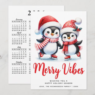 Pingüinos Patinando Vibraciones Alegres Navidad