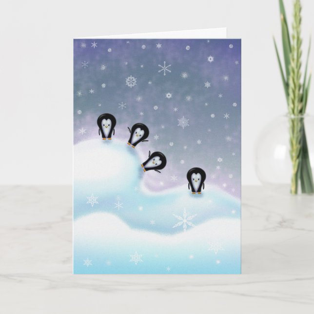 Pingüinos que tienen tarjeta de Navidad de la (Anverso)