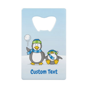 Pingüinos Snowballing tarjeta de crédito abridor d