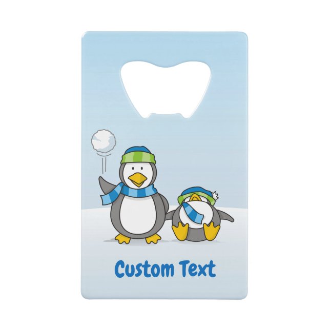 Pingüinos Snowballing tarjeta de crédito abridor d (Anverso)