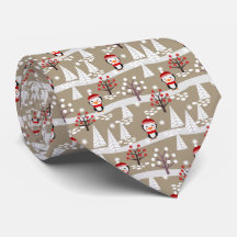 Pingüinos y árboles navideños y corbatas de cuello