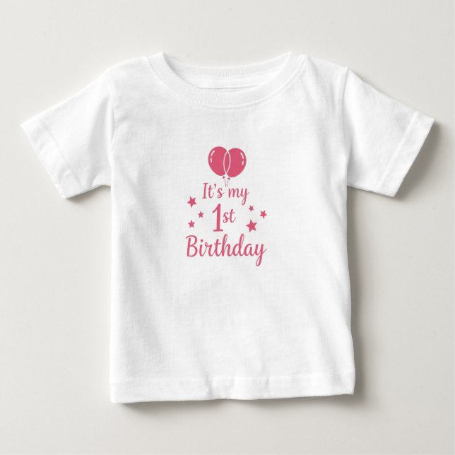 Pink 1st Birthday Groovy Baby Girl Fine Jersey Tee (Anverso)
