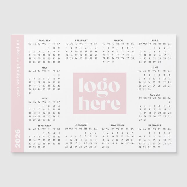 Pink 2026 Business Logo Magnetic Calendar (Anverso)
