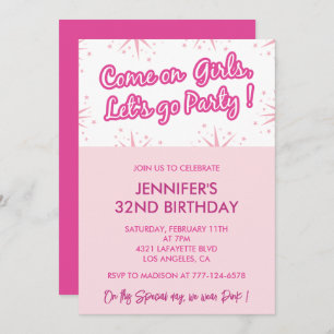 Pink 32 invitaciones de cumpleaños Chica de moda