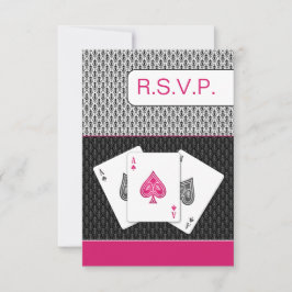 pink 3 aces vegas bodas tarjetas rsvp, 3.5 x 5