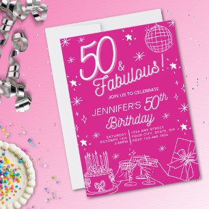 Pink 50 De Moda Y Fabulosa Invitación A Cumpleaños