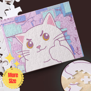 Pink and Blue Pastel Cat Jigsaw Puzzle 🧩 Regalo