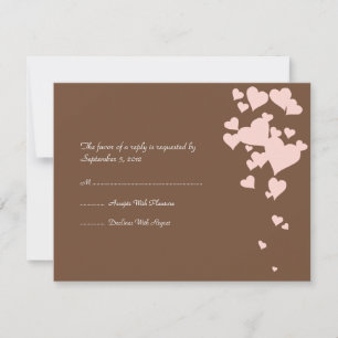 Pink and Brown Hearts Wedding RSVP