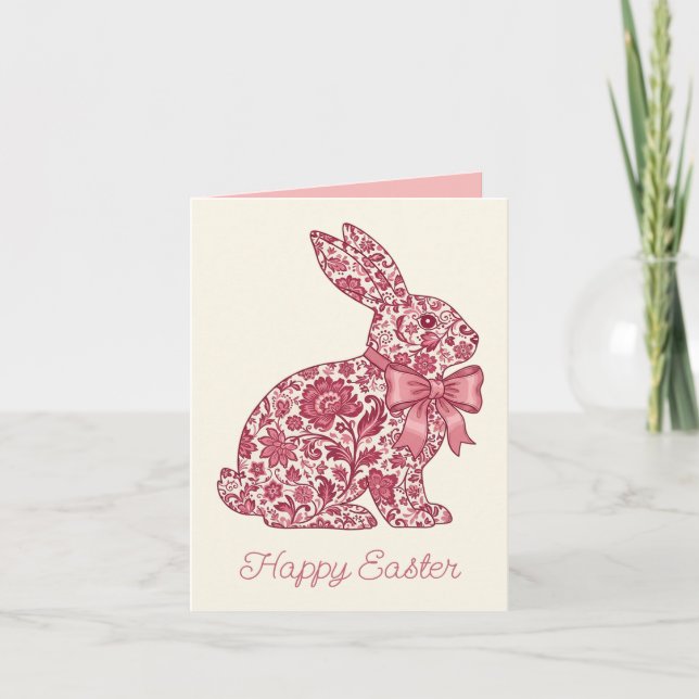 Pink and Cream Chinoiserie Easter Rabbit (Anverso)