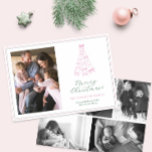 Pink and Green Bows Feliz Fotos de Navidad<br><div class="desc">* Crédito de la foto: Fotografía © Storytree Studios, Stanford, CA ** / Una moderna tarjeta fotográfica de Navidad con arcos rosados dispuestos en forma de árbol de Navidad. En la parte delantera se puede añadir una sola foto familiar. Al revés hay espacio para otras 5 fotos. Los elementos de...</div>