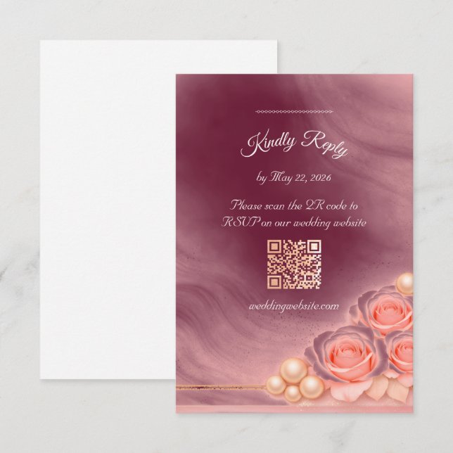 Pink and Pearl RSVP Enclosure Card (Anverso / Reverso)