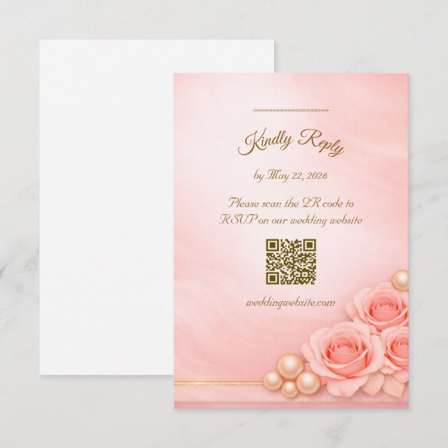 Pink and Pearl RSVP Enclosure Card (Anverso / Reverso)