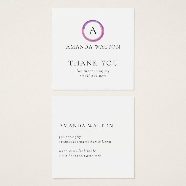 Pink and Purple Monogram Modern Package Insert (Anverso y reverso)