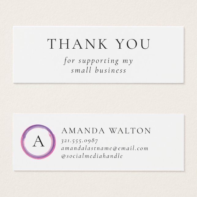 Pink and Purple Monogram Modern Package Insert (Anverso y reverso)