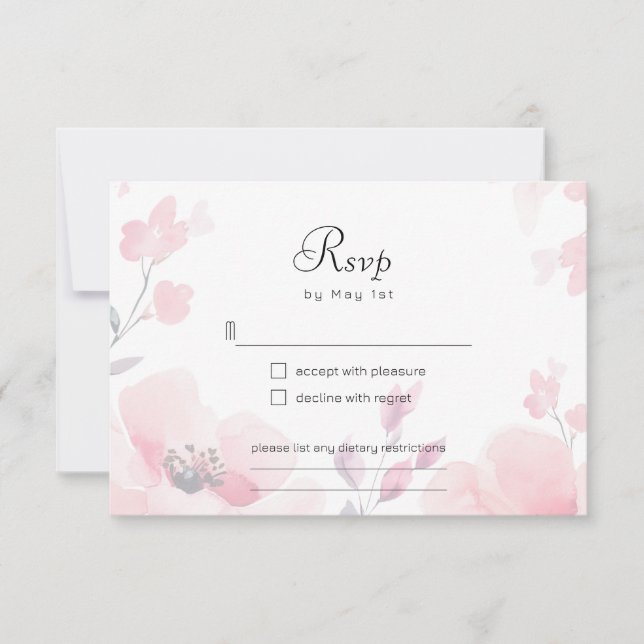 Pink Anemone Floral Wedding RSVP Card (Anverso)
