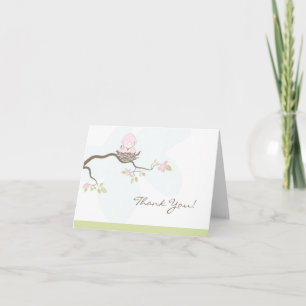 Pink Baby Bird Tarjeta de agradecimiento