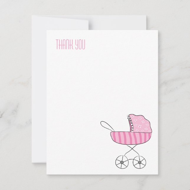 Pink Baby Stroller | Tarjetas de nota de agradecim (Anverso)