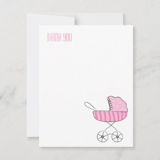Pink Baby Stroller | Tarjetas de nota de agradecim