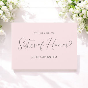 Pink Be My Sister of Honor Script Invitación
