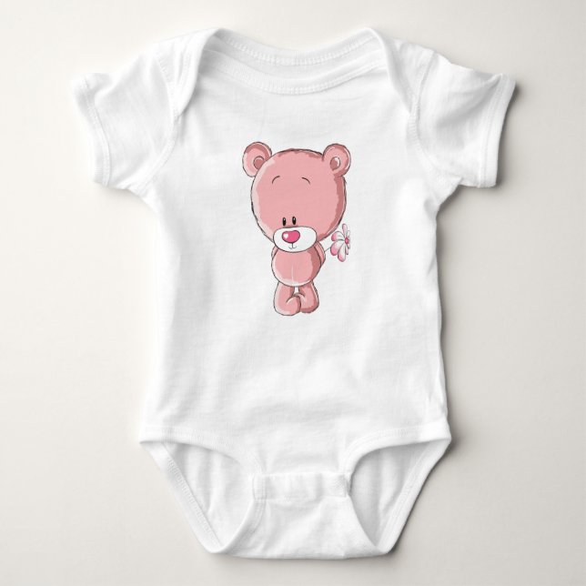 Pink Bear Baby Jersey Bodysuit (Anverso)