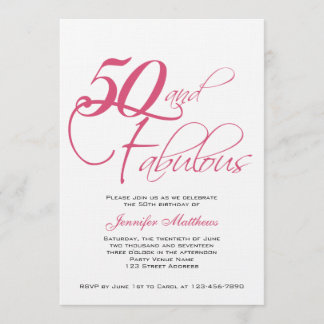 ¡Pink Black 50 y Fabuloso! Invitaciones de cumplea