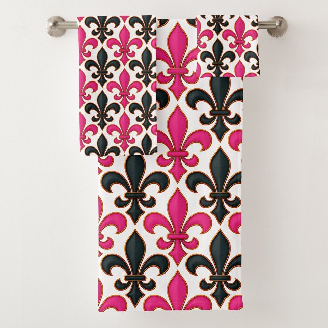 Pink Black Baroque Fleur-de-lis Pattern Design  (Subido por el creador)
