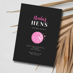 Pink Black Disco Hens Party Invitación Itineraria