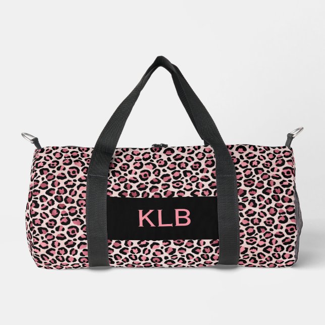 Pink Black Leopard Print Cut Sew Pequeña Bolsa de  (Anverso)