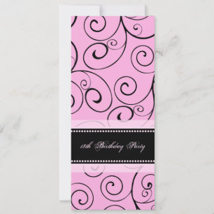 Pink Black Swirls 18 invitaciones a la fiesta de c