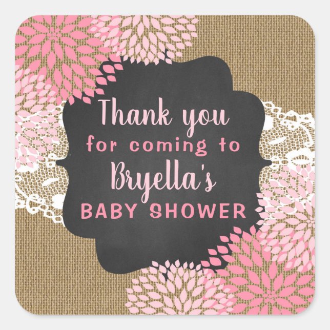 Pink Blooms gracias por venir pegatina (Anverso)