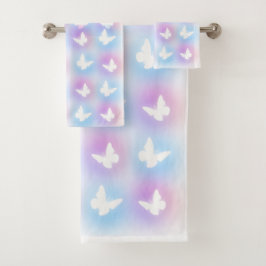 "Pink & Blue" Butterfly Bath Towell Set