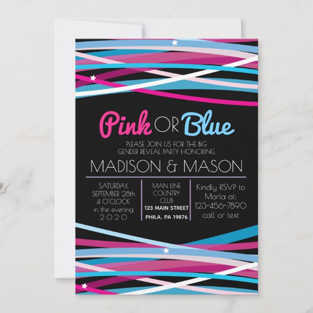 PINK & BLUE LINES Género Mostrar invitación (Anverso)