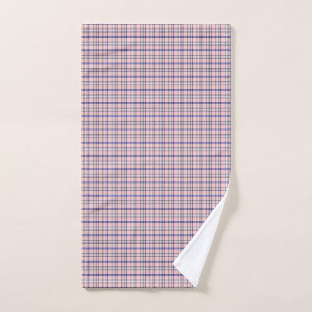 Pink Blue Plaid Classic Pattern Retro (Toalla de mano)