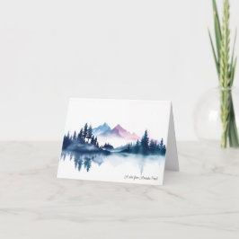Pink & Blue Watercolor Mountains & Dark Pine Trees